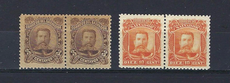 El Salvador 1895 President Antonio Ezeta 3/10 centavos unissued essay pairs MNH - Image 1 of 1