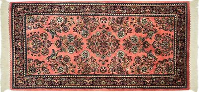 Sarough Rug 70x140 Hand Knotted Pink Blumenmuster Wool short-Pile Rug - Image 1 of 4