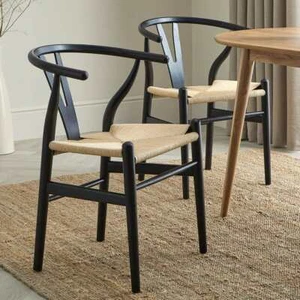 Dusk Jade Black Beech & Natural Set of 2 Dining Chairs RRP £191 - Picture 1 of 7
