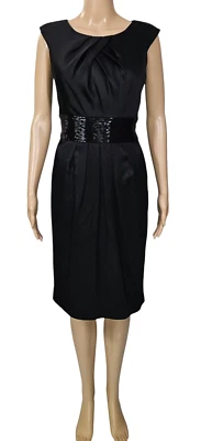 Vestido Vaina CARMEN MARC VALVO Negro Sin Mangas Cuello Redondo Cuentas Borde 6 Foto 1 de 4