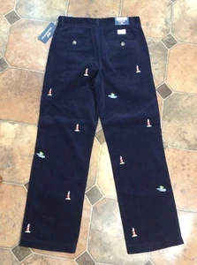 Vineyard Vines~Navy Corduroy Pants~Embroidered Lighthouse~Boys Sz 18~New~NWT - Picture 1 of 5