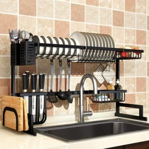 Large Over Sink Dish Drying Rack Stainless Steel Kitchen Supplies Storage Shelf - Picture 1 of 12