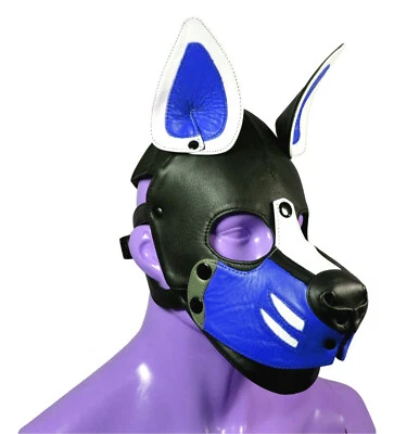 Máscara de cuero para perro Juego de mascotas Capucha Máscara para cachorro Disfraz Capucha para perro Hocico extraíble Foto 1 de 4