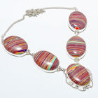 Rainbow Calsilica Gemstone 925 Sterling Silver Tennis Necklace 17.99" TN25-36