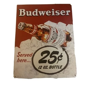 Budweiser 25 Cent Bud Beer Vintage Antique Style Retro Metal Tin Bar Sign New - Picture 1 of 9