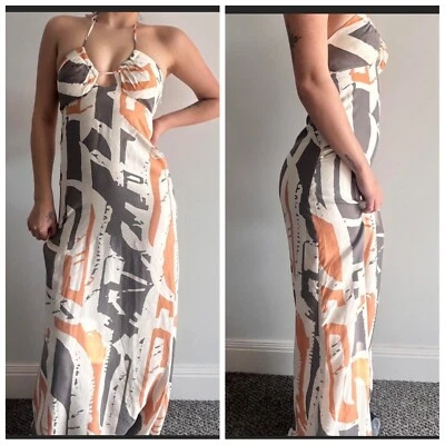 Kookai Silk Multicolour Spaghetti Strap Silk Maxi Dress Size 6 - Image 1 of 4