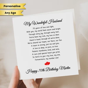 Personalised 70th Birthday Card 70th Birthday Gift For Husband Fiance Boyfriend - Picture 1 of 2