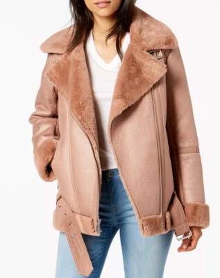 BCBG Rose Gold Faux Fur Coat Size S - Image 1 of 4