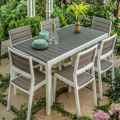 Tavolo allungabile resina grigio tavoli esterno giardino 162/241x100x76,5h - Immagine 1 di 4