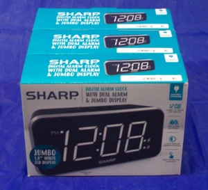 3X Sharp Alarm Clock Black Jumbo Easy to Read 1.8” White LED Display SPC736A - Picture 1 of 2