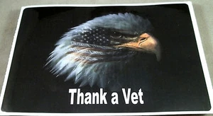 Patriotic Decal - Sticker - " Thank A Vet " Eagle And Flag Thank A Veteran - Picture 1 of 1