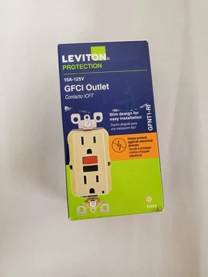 Leviton 15 Amp Autoprueba SmartlockPro Slim Duplex GFCI Toma, Marfil (GFNT1-RI) Foto 1 de 4