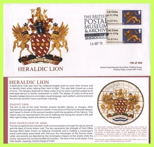 G.B. 2015 Post & Go Heraldic Lion british Postal Museum ltd. ed. Cover - Picture 1 of 1