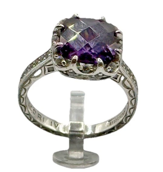 Anillo Amatista Tacori Plata de Ley 925 - Talla 8 - Redondo Natural - USADO Foto 1 de 4