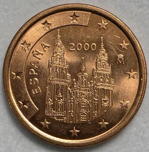2000 Spain Espana 5 Euro Cent Coin From Mint Roll  - Picture 1 of 2