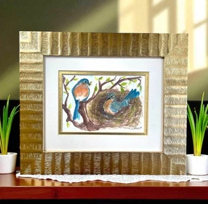 ORIGINAL Bluebird nest painting, framed & signed by artist, me! - Picture 1 of 5