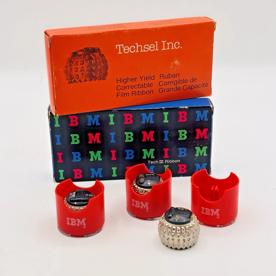 IBM VTG Tech 111 Ink + Techsel Ribbon  Selectric Word Processor Font Balls 1980s - Image 1 of 4