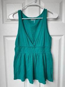 Camiseta sin mangas Old Navy Y2K para mujer pequeña verde cuello en V elástica básica verano - Imagen 1 de 3