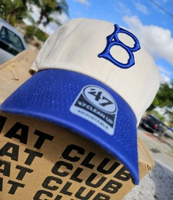 Brooklyn Dodgers Baseball Dad Cap '47 Royal Blue Off White Strapback Hat MLB🔥 - Image 1 of 4