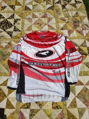复古 AXO 球衣男式大号红色黑色越野摩托车赛车 MX Zero 101 — 第 1/4 张图片