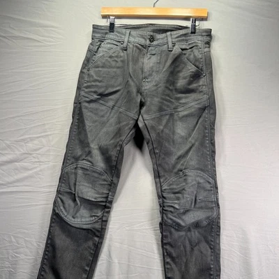 G-Star Raw Jeans Mens 31x32 5620 3D Knee Zip Skinny Pitch Black Denim Moto Biker - Image 1 of 4
