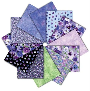 Timeless Treasures Pansy Perfection Pre-Cut Fat Quarter Bundle Cotton Fabric - Picture 1 of 2