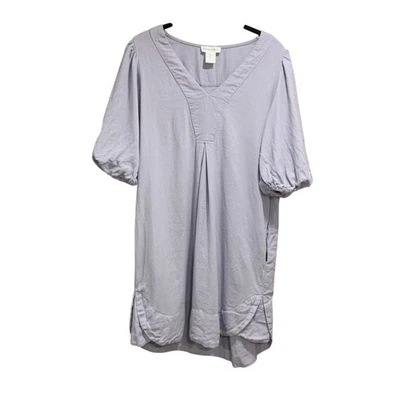 Vestido midi Cynthia Rowley para mujer mezcla de lino manga abullonada M Coastal Lagenlook Foto 1 de 4