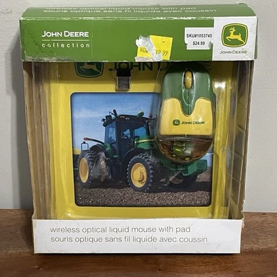 John Deere Tractor Wireless Optical Liquid Mouse with Pad USB Dongle Mouse Pad - Image 1 of 4