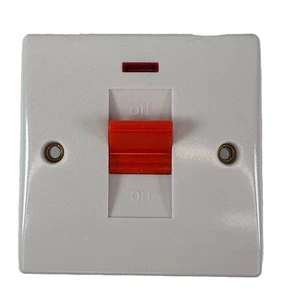 Schneider 45A Double Pole Cooker Switch 45 Amp Singular Plate 1G 250V Neon - Picture 1 of 6