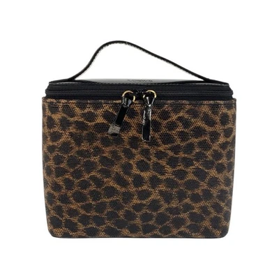 LOEWE vintage Leopard Handbag vanity bag Brown Black GoldHardware PVC/enamel - Image 1 of 4