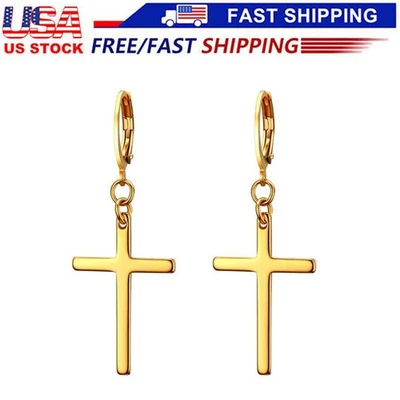 Pendientes colgantes cruzados de acero inoxidable con bisagras para hombre Foto 1 de 4