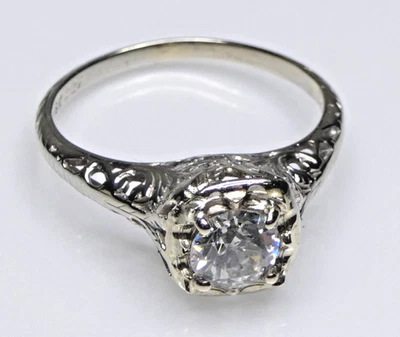 Anillo solitario filigrana oro blanco 18k Foto 1 de 4