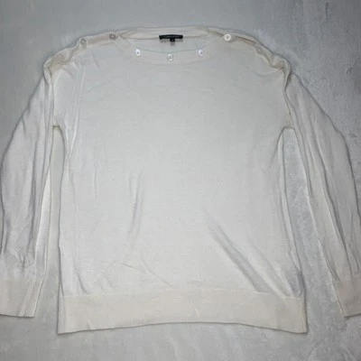 Suéter Jeanne Pierre Talla M Crema Cachemira Infusión Manga Larga Botón Hombro Foto 1 de 4