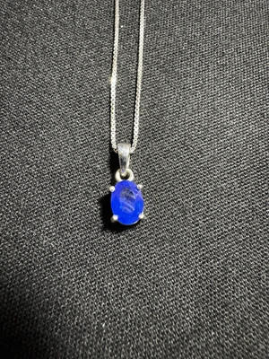 COLLAR COLGANTE BBJ PLATA ESTERLINA 925 1,32CT 8X6MM OVALADO ESPINELA AZUL Foto 1 de 4