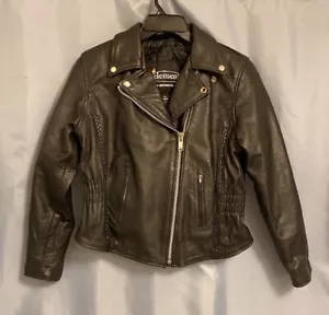 Xelement Womens Motorcycle Gear Leather Jacket Sz XL BLACK Zip Lined Braided NEW - Picture 1 of 16