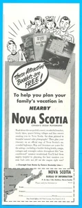 1951 NOVA SCOTIA Kanada Tourismus DRUCKANZEIGE Familienurlaub Tourist Ocean - Bild 1 von 3