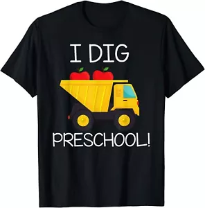 Back to School Shirt I Dig Preschool Dump Truck Boys Girls Gift Unisex T-Shirt - Picture 1 of 4