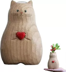 Wood Cat-Shaped Vase Brown 6" - Picture 1 of 9