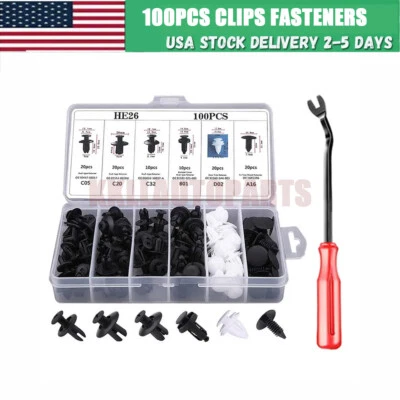 100Pcs Car Bumper Hood Clips Retainer Rivet Fastener Fender Push Pin For Jeep Foto 1 de 4