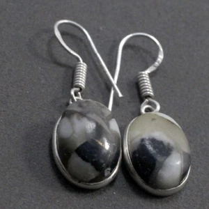 925 Silver Plated Copper White Buffalo Turquoise Earrings Size 1.4" GW - Picture 1 of 3