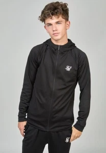 SikSilk Boys Black Zip Through & Jogger Set 15 Years - Picture 1 of 4