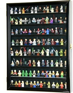 Minifigures Display Case 110 Pcs LEGO Toy Miniature Wood Black Wall Rack Cabinet - Picture 1 of 10