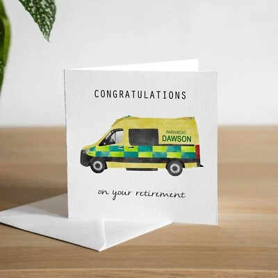 Personalised Paramedic Retirement Card EMT Nurse Ambulance Retiring Work Friend - Image 1 of 3