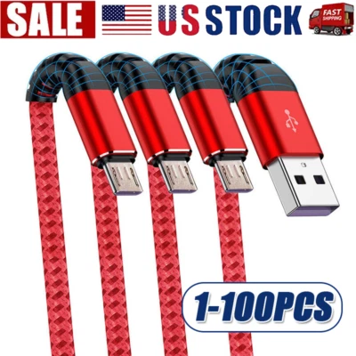 Heavy Duty Micro USB Fast Charger Data Cable Cord For Samsung LOT Android HTC LG - Image 1 of 4