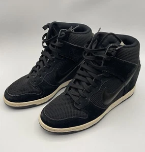Nike Dunk Sky Hi Hidden Wedge Black Suede Mesh Sneaker Shoes 644877-001 Size 8 - Picture 1 of 20