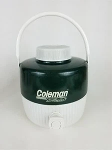 Enfriador de 1 galón de metal blanco verde y plástico COLEMAN STEEL-BELTED 1991 de colección - Imagen 1 de 5