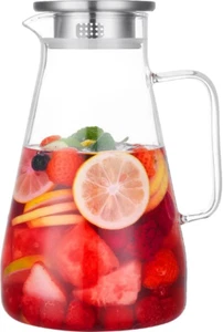 68 oz Glass Pitcher With Lid. Glass Carafe for Hot/Cold Water. 0.5 Gallon Pit... - Picture 1 of 8