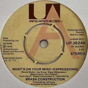 Brass Construction - What’s On Your Mind - 7” Vinyl Single Demo Record - Picture 1 of 3