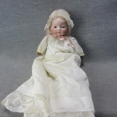 Arranbee Germany Bisque Head Baby Doll Brown Eyes Painted Lashes Cloth 13 - Image 1 of 4