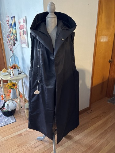 RICK OWENS UOMO RR02C7921 BR CAPPOTTO FODERA CON CAPPUCCIO NERO NUOVO CON ETICHETTE